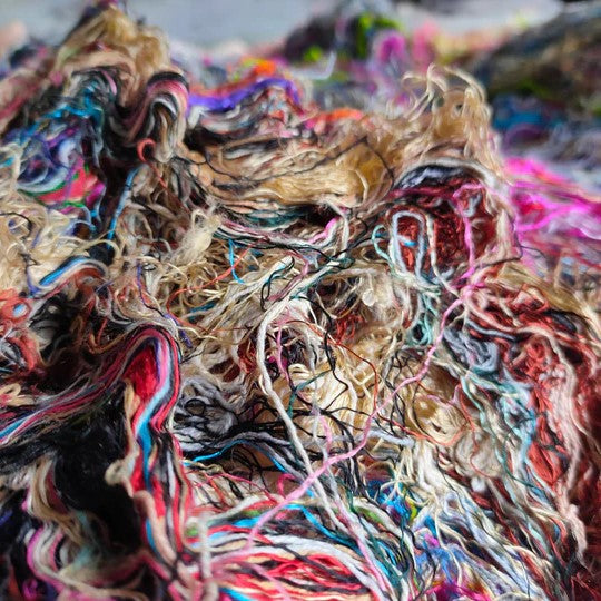Recycled Sari Silk Waste - 50gm - Multicoloured - a lucky dip