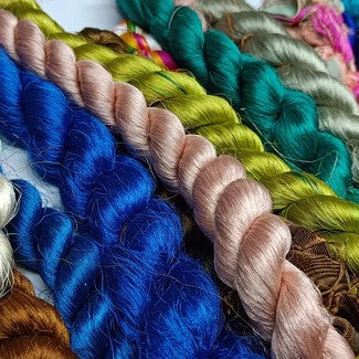 Colourful Sari Silk Thrumbs -  30 to 50gm per thrumb - lucky dip by colour choice