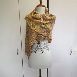 Nessa Scarf - Merino /Silk - Hand knitted/Dyed